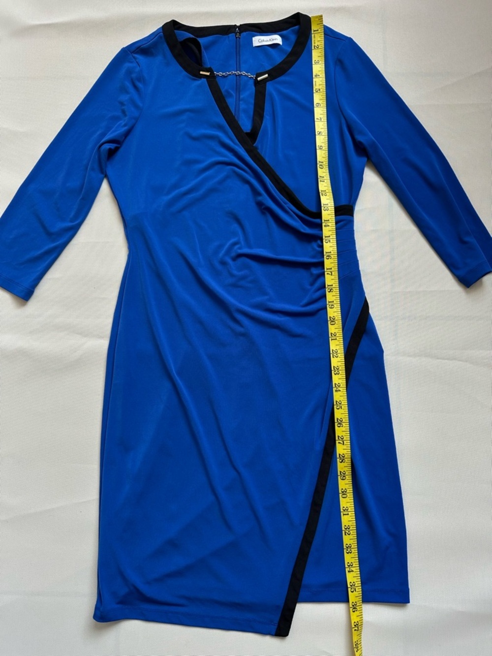 Women's Royal Blue Calvin Klein Blue Wrap Dress | Size M | Stretch - Picture 15 of 15